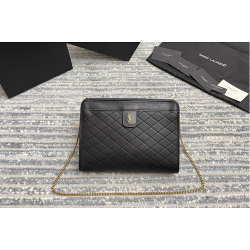 YSL VICTOIRE BABY CLUTCH Bag IN Black LEATHER