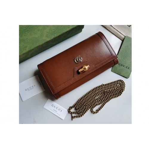 Gucci Diana chain wallet with bamboo in Brown leather