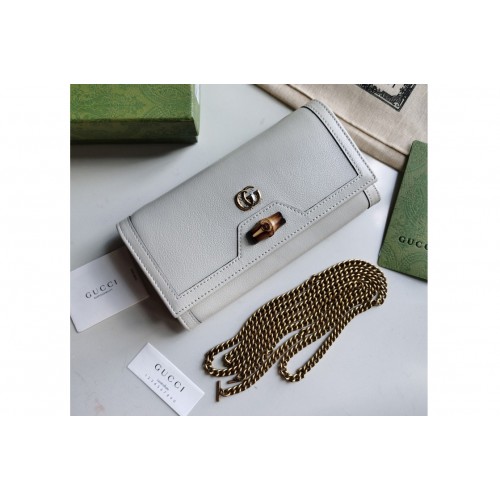 Gucci Diana chain wallet with bamboo in White leather
