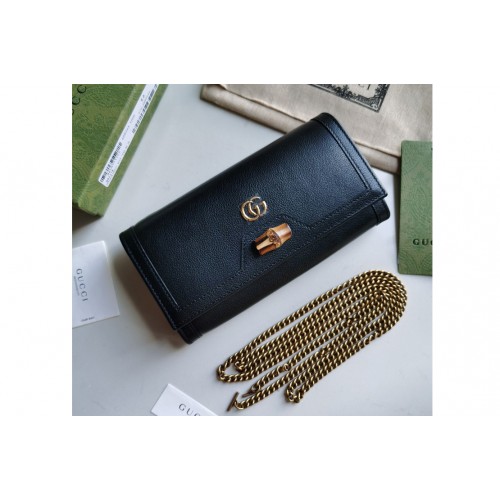 Gucci Diana chain wallet with bamboo in Black leather