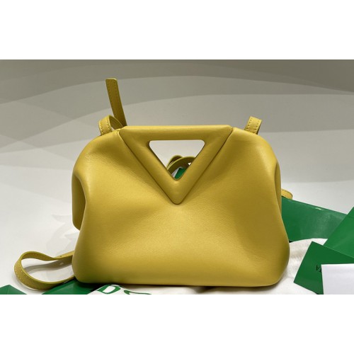 Bottega Veneta Point Leather top handle bag in Yellow Calf Leather Bottega Veneta Point Leather top handle bag in Yellow Calf Leather
