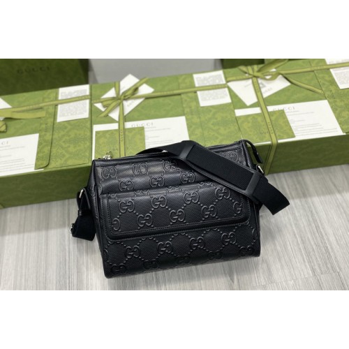 Gucci embossed messenger bag in Black embossed leather