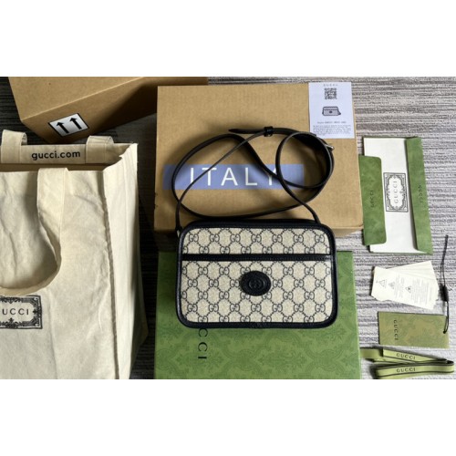 Gucci shoulder bag in Beige and blue Supreme canvas Gucci shoulder bag in Beige and blue Supreme canvas