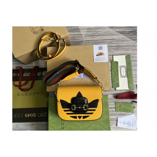 Gucci adidas x Gucci Horsebit 1955 mini bag in Yellow and Black leather Gucci adidas x Gucci Horsebit 1955 mini bag in Yellow and Black leather