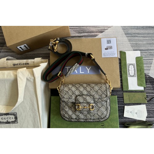 Gucci x Balenciaga Horsebit 1955 mini bag in Beige and ebony Supreme canvas Gucci x Balenciaga Horsebit 1955 mini bag in Beige and ebony Supreme canvas