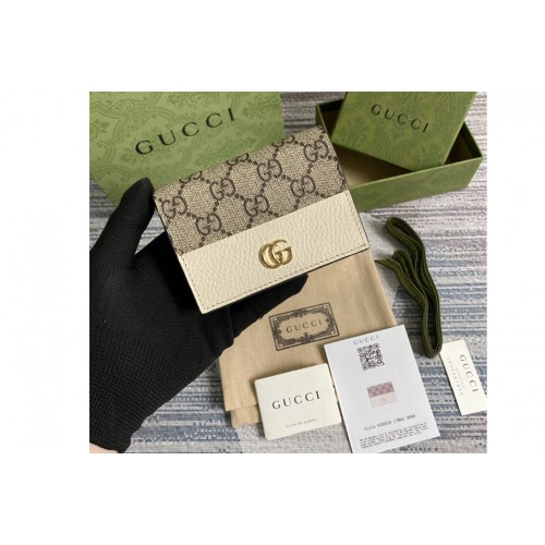 Gucci Marmont card case wallet in Beige and ebony Supreme canvas With White Leather Gucci Marmont card case wallet in Beige and ebony Supreme canvas With White Leather