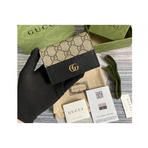 Gucci Marmont card case wallet in Beige and ebony Supreme canvas With Black Leather Gucci Marmont card case wallet in Beige and ebony Supreme canvas With Black Leather