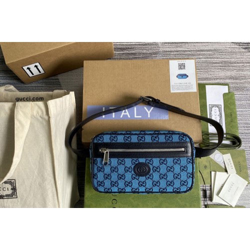 Gucci Multicolor belt bag in Light blue and blue canvas