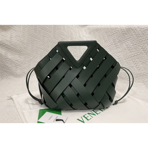 Bottega Veneta Point Intreccio leather top handle bag in Raintree Intreccio leather