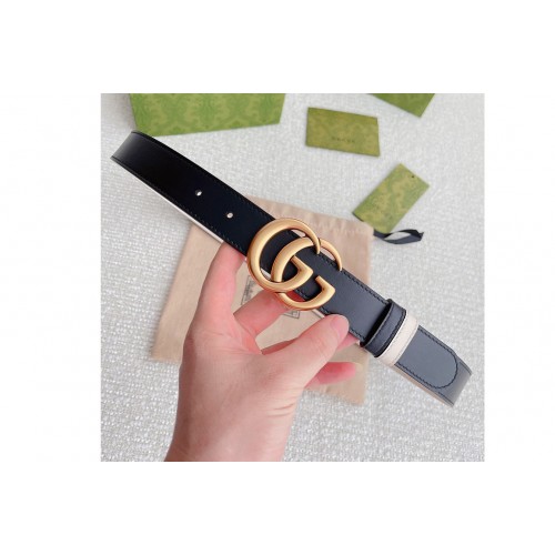 Gucci Marmont 30mm reversible belt in Black White Leather