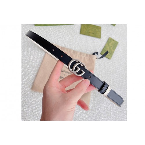Gucci Marmont 20mm reversible belt in Black White Leather Silver Buckle Gucci Marmont 20mm reversible belt in Black White Leather Silver Buckle