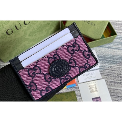 Gucci Multicolor card case wallet in Pink and blue canvas Gucci Multicolor card case wallet in Pink and blue canvas