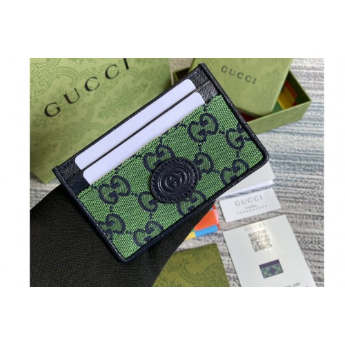 Gucci Multicolor card case wallet in Green and blue canvas