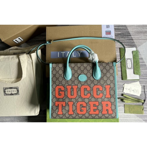 Gucci Tiger small tote bag in Beige and ebony Supreme canvas Gucci Tiger small tote bag in Beige and ebony Supreme canvas