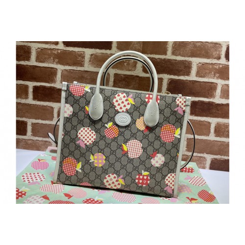 Gucci Les Pommes small tote Bag in Beige and ebony Supreme canvas with apple print Gucci Les Pommes small tote Bag in Beige and ebony Supreme canvas with apple print