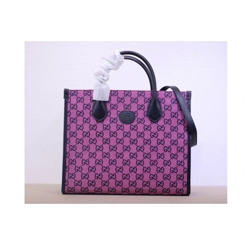 Gucci small tote bag in Pink and blue diagonal matelasse canvas