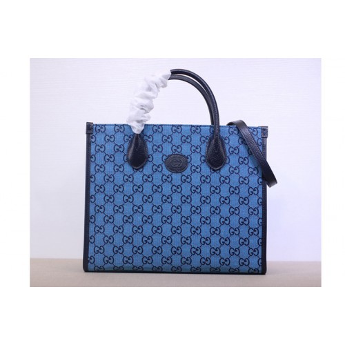 Gucci small tote bag in Blue and blue diagonal matelasse canvas Gucci small tote bag in Blue and blue diagonal matelasse canvas