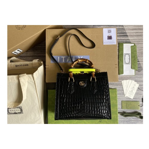 Gucci Diana small crocodile tote bag in Black crocodile