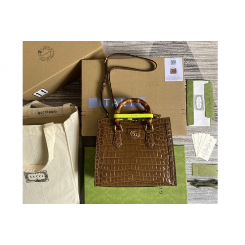 Gucci Diana small crocodile tote bag in Brown crocodile