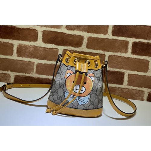 Gucci Ophidia Kaiguci mini bucket bag in Beige ebony Supreme canvas Gucci Ophidia Kaiguci mini bucket bag in Beige ebony Supreme canvas