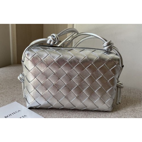 Bottega Veneta Loop cross-body mini bag in Silver Intrecciato leather Bottega Veneta Loop cross-body mini bag in Silver Intrecciato leather