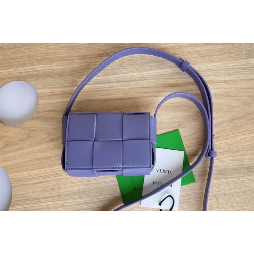 Bottega Veneta Cassette mini bag in Purple Intreccio leather Bottega Veneta Cassette mini bag in Purple Intreccio leather