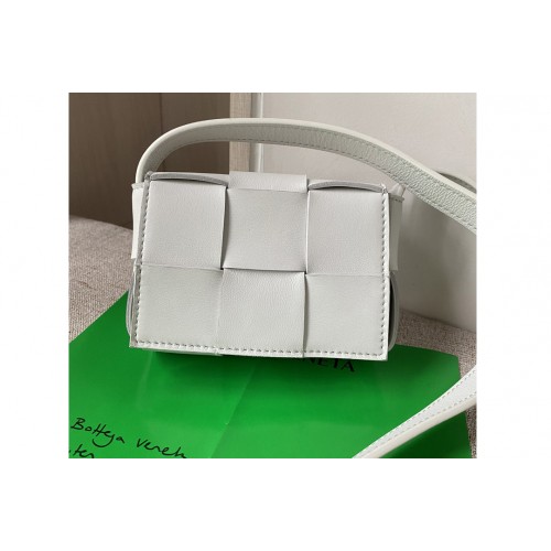 Bottega Veneta Cassette mini bag in White Intreccio leather
