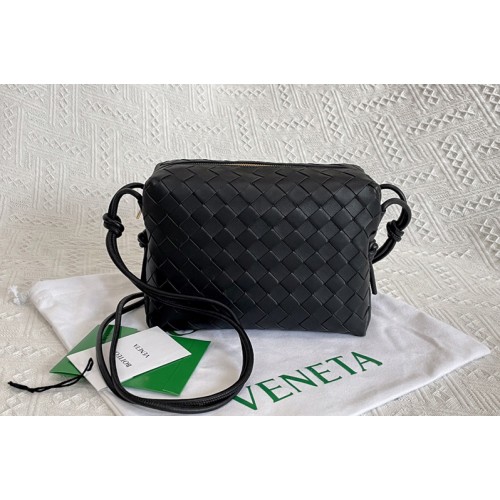 Bottega Veneta Loop cross-body mini bag in Black Intreccio leather