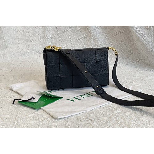Bottega Veneta Cassette cross-body bag in Black Intreccio leather