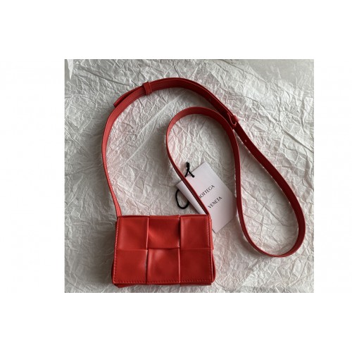 Bottega Veneta Cassette mini bag in Red Intreccio leather Bottega Veneta Cassette mini bag in Red Intreccio leather
