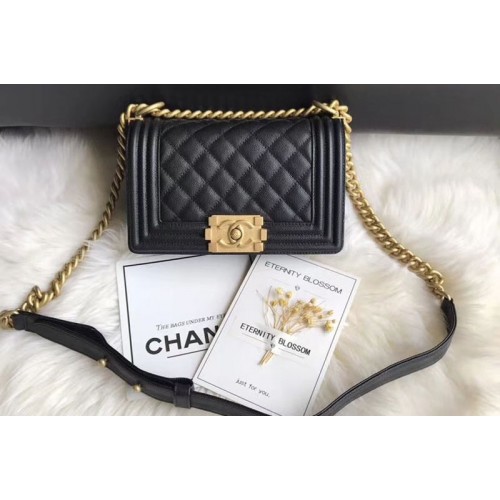 Chanel Leboy Original Caviar leather Shoulder Bags 67085 Black Gold Chain