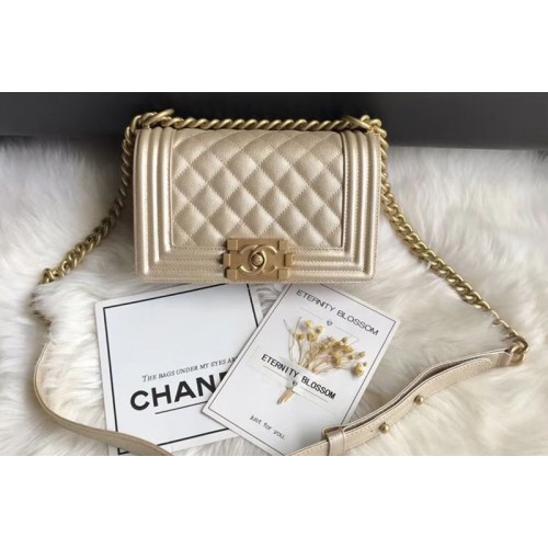 Chanel Leboy Original Caviar leather Shoulder Bags 67085 Cream Gold Chain