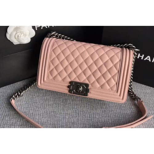 Chanel Le Boy Original Sheepskin Pink Leather Shoulder Bags A67086 Silver Chain
