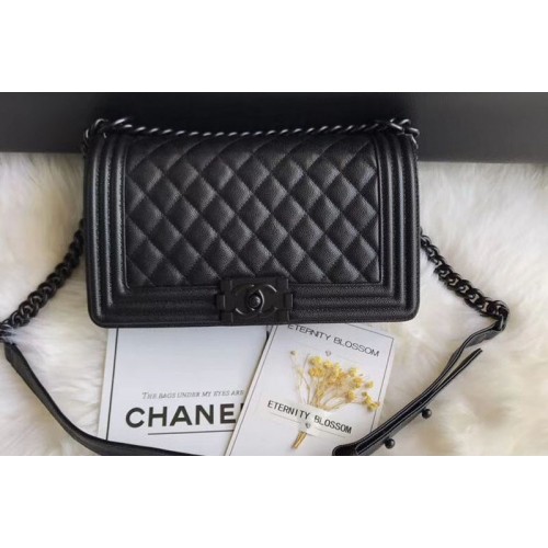 Chanel Le Boy Original Caviar Black Leather Shoulder Bags A67086 Black Chain