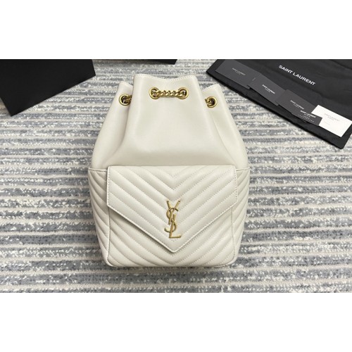 YSL JOE BACKPACK IN White LAMe LEATHER
