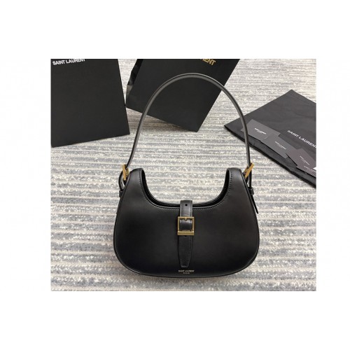 YSL LE FERMOIR HOBO BAG IN Black SHINY LEATHER