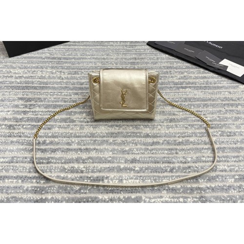 YSL MONOGRAM MINI NOLITA bag IN Gold LAMe LEATHER YSL MONOGRAM MINI NOLITA bag IN Gold LAMe LEATHER