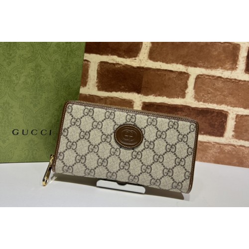 Gucci Zip around wallet with Interlocking G in Beige and ebony Supreme fabric Gucci Zip around wallet with Interlocking G in Beige and ebony Supreme fabric
