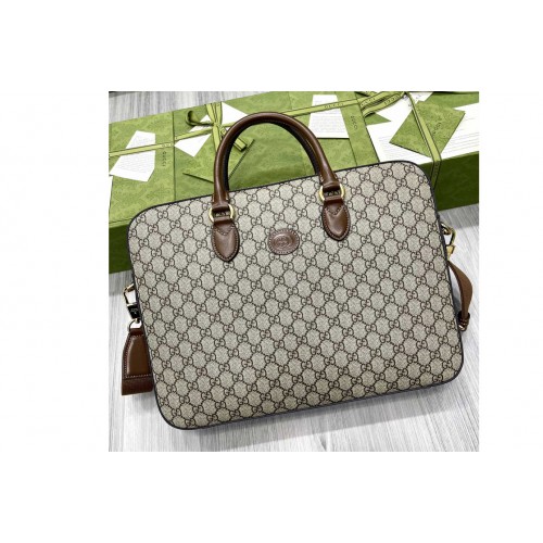 Gucci Business case with Interlocking G in Beige and ebony Supreme canvas Gucci Business case with Interlocking G in Beige and ebony Supreme canvas