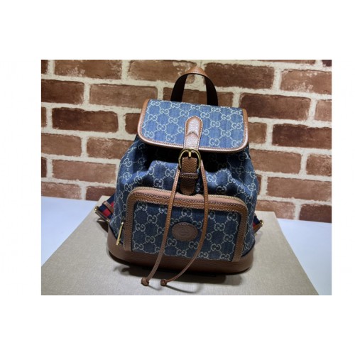 Gucci Backpack with Interlocking G in Blue and ivory denim jacquard Gucci Backpack with Interlocking G in Blue and ivory denim jacquard