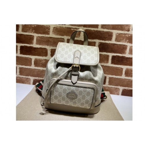 Gucci Backpack with Interlocking G in Beige and white Supreme