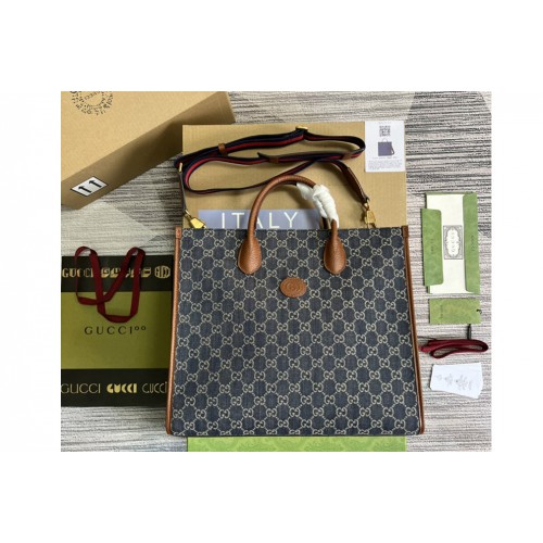 Gucci Medium tote Bag with Interlocking G in Blue and ivory denim jacquard Gucci Medium tote Bag with Interlocking G in Blue and ivory denim jacquard