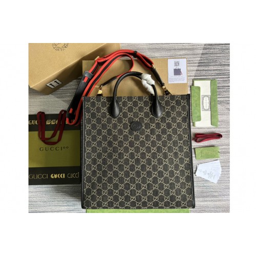 Gucci Medium tote Bag with Interlocking G in Black and ivory denim jacquard