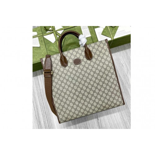 Gucci Medium tote Bag with Interlocking G in Beige and ebony Supreme canvas Gucci Medium tote Bag with Interlocking G in Beige and ebony Supreme canvas