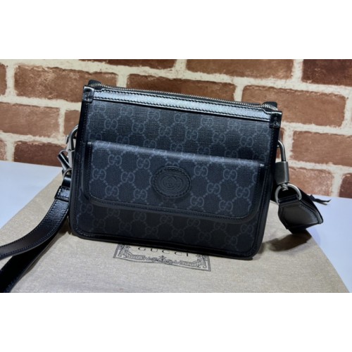 Gucci Messenger bag with Interlocking G in Black Supreme canvas