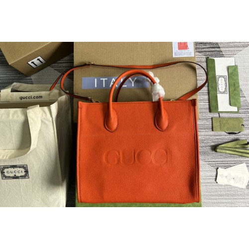 Gucci Small tote Bag with Gucci logo in Orange leather Gucci Small tote Bag with Gucci logo in Orange leather