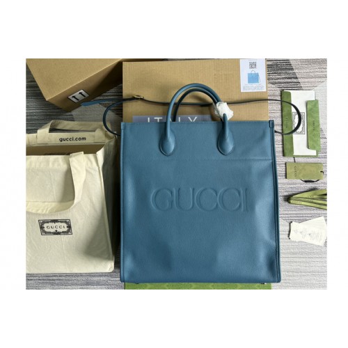 Gucci Large tote Bag with Gucci logo in Blue leather