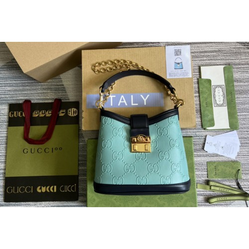Gucci Small shoulder bag in Blue debossed leather Gucci Small shoulder bag in Blue debossed leather