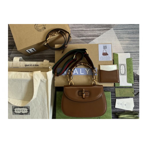 Gucci Small top handle bag with Bamboo in Cuir leather