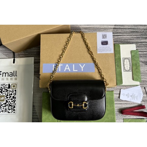 Gucci Horsebit 1955 lizard mini bag in Black lame lizard